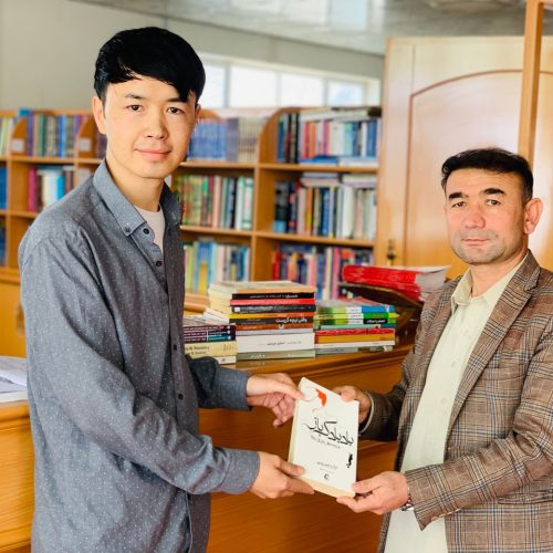 Sir Mujtaba Fayaz Donating SAT books to Shahid Baba Mazari Library